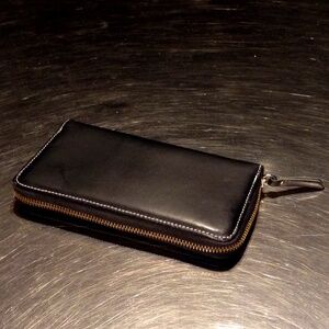 Alberta Di Canio Black Leather Zip-Around Wallet Made in Italy MSRP $99.99
